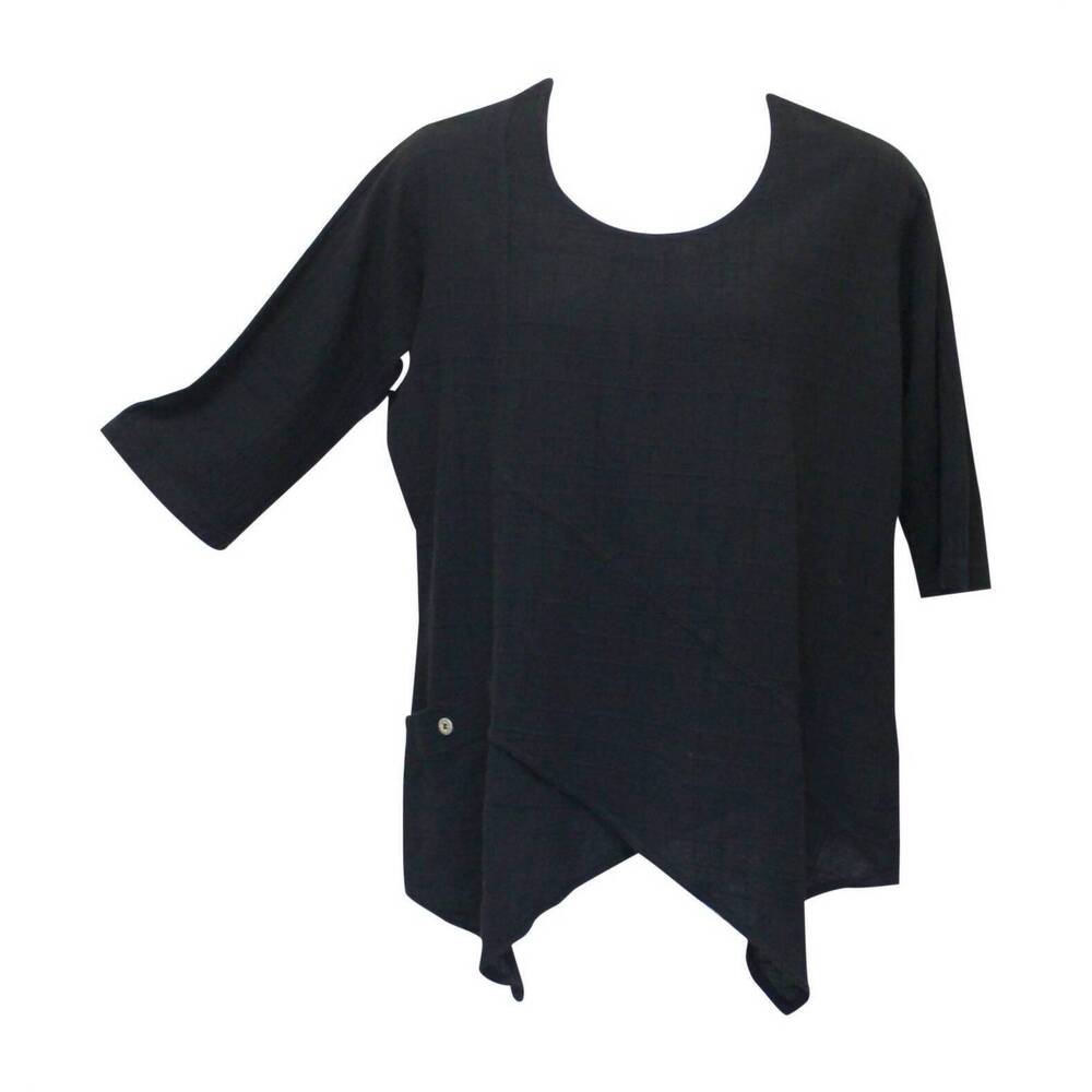 NEW EZZE WEAR women's dotty gauze cotton ginger tunic in black